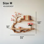 Handcrafted driftwood shelf natural tree bookshelf wall mount solid wood bookcase for living spaces decor