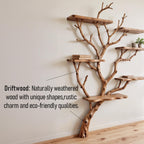 Tree branch bookshelf wall mounted bookcase driftwood shelf solid wood bookshelves art decor