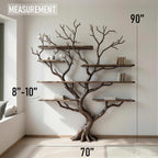 Driftwood Tree Branch Bookshelf: Rustic Wood Carving Wall Art