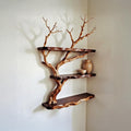 Corner floating shelf tree branch dirftwood wall mount bookshelf solid wood tree shelf art rustic home decoration gifts for mom