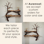 Corner bookshelves solid wood live edge floating shelf on wall tree branch bookshelf decor home art