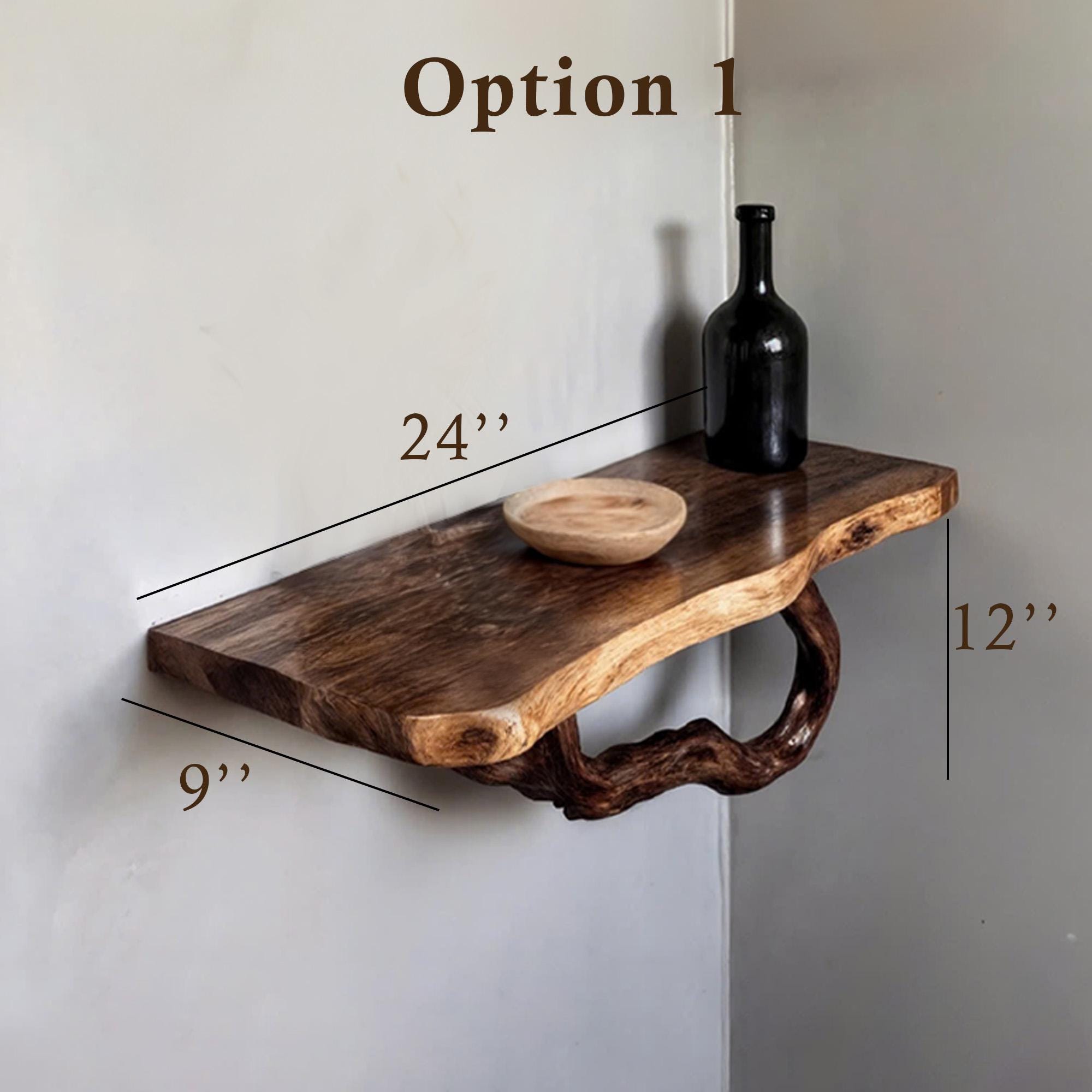 Floating book shelf wood corner tree branch shelves wall mount unique bookshelf decor driftwood art decor for home