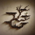 Wall mount driftwood tree shelf rustic bookshelf branch tree shape art sculptured housewarming