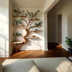 Driftwood corner shelf tree branch bookshelf art decor solid wood bookcase home