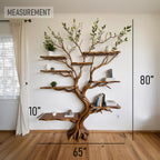 Tree bookshelf driftwood branch shelf on wall mount art solid wood bookcase unique bookshelves decor for living room