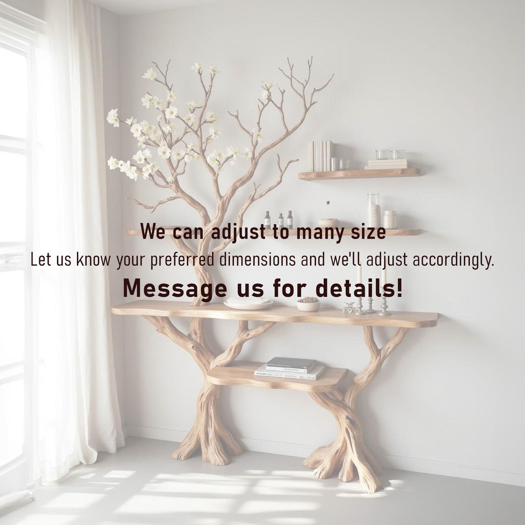 Tree branch console table driftwood side table solid wood entry table tree bookshelf display stand bookcase