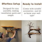 Corner bookshelves solid wood live edge floating shelf on wall tree branch bookshelf decor home art