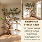 Corner driftwood shelf tree branch bookshelf solid wood bookcase home decor