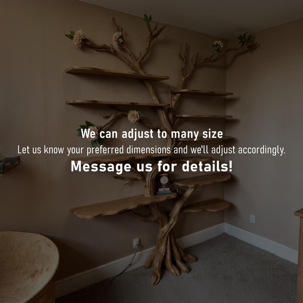 Tree branch bookshelf driftwood bookcase live edge floating shelves on wall art home decor