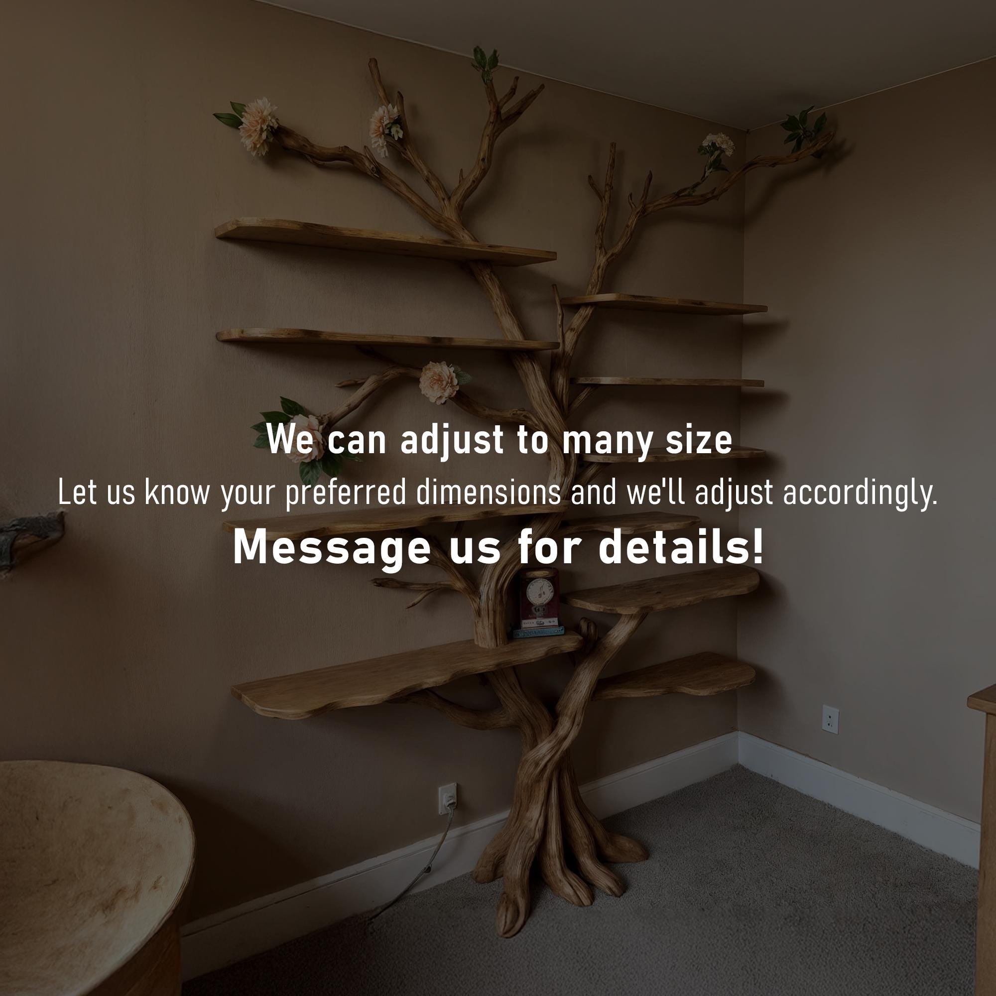 Tree branch bookshelf driftwood bookcase live edge floating shelves on wall art home decor