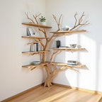 Corner Driftwood Bookshelf: Floating Shelves, Wall Mount Decor