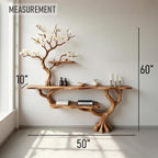 Driftwood console table tree branch entryway table narrow bookshelf display bookcase solid wood