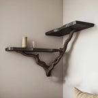 Tree branch bookshelf floating corner black wall shelf driftwood shelves gift for the home