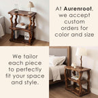 Natural wood bookcase solid wood rustic night stand mini bedside table free standing shelf handmade furniture